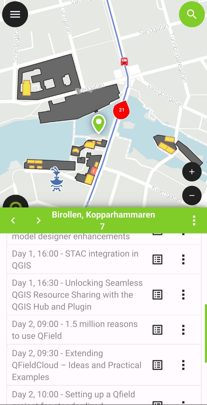 Screenshot from the QField project for the conference